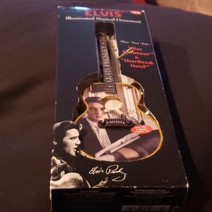 Elvis Singing Hanging Guitar Ornament.